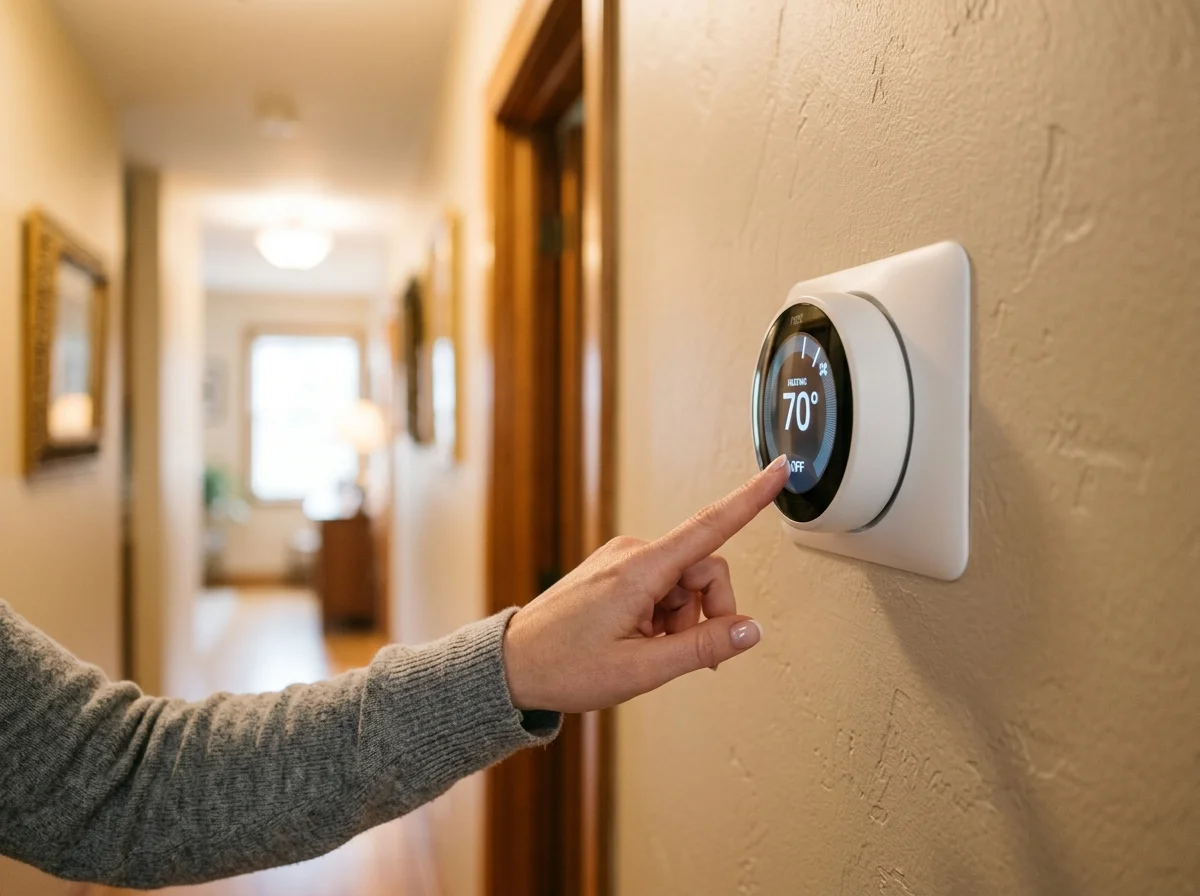 Turning off HVAC system thermostat to prevent airborne pathogen circulation