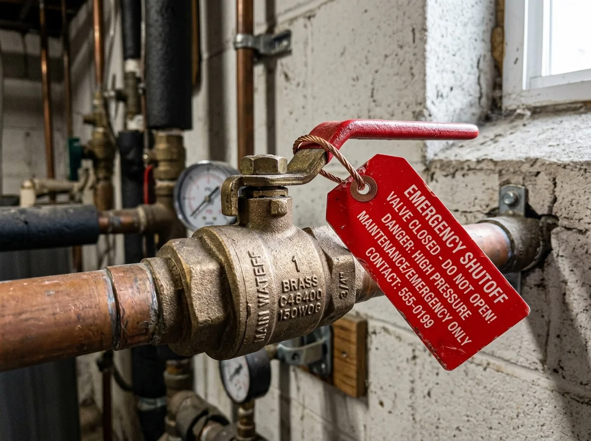 Halting water use and closing fixtures during sewer backup